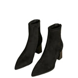 Spring and Autumn New Fashion Pointed Matte Leather High Heels for Wearing Women's Elastic Boots Comfortable Single