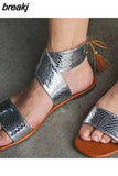 Size Women's Shoes 2023 Summer New Style Gold Flat Tassel Square Head Lace-up Women's