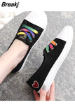 Zapatos De Mujer Lady Cute Sweet White Pu Leather Slip on Loafers Women Fashion Comfort Anti Skid Flat Shoes