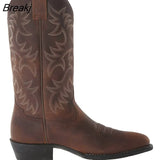 Men Boot 2023 Mid Calf Western Cowboy Motorcycle Boots Male Autumn Outdoor PU Leather Totem Med Heel Fashion Designed Men
