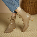 5cm HOT women Ankle boots Leather 35-39 feet length boots for women Round Toe Chelsea boots high heel boots