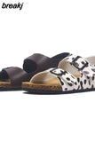 2023 New Summer Beach Cork Sandals Casual Women Outside Non-slip Black White Double Buckle Sandalias
