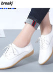 Summer Women Oxford Shoes Ballerina Flats Shoes Women Genuine Leather Shoes Moccasins Lace Up Loafers Zapatos