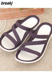 Summer Women Fashion Jelly Sandals Low Heel Peep Toe Shallow Slides Casual Beach Outdoor Female Ladies Slipper