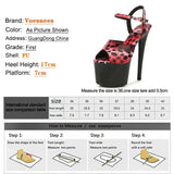 Leopard Sandals Pole Dance Shoes Stripper Sexy Combat Fetish High Heels Women Platform Shoes Party Club 15 17 CM