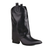 Size 48 Cowboy Design Ankle Boots Women Cowgirl Slip On Pointed Toe Booties Winter Shoes High Heels Fashion Winter
