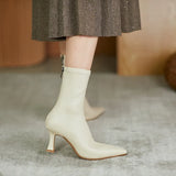 Boots Women's High Heels Autumn and Winter 2023 New Thin Heel Temperament Zipper Pointed Elastic Slim Boots