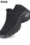 Autumn Women Breathable Mesh Sneakers Elastic Slip On Platform Vulcanized Shoes Running Shoes Walking Tennis Sock