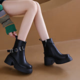 Spring and Autumn New Fashion Round Head Women's Outerwear Naked Boots Side Zipper Versatile Thick Sole Boots