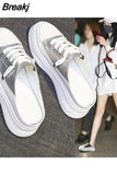 Summer Women Shoes flat sneakers women casual shoes low upper lace up platform woman white