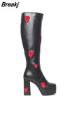 Platform Women Ankle Boots 2023 Antumn Winter Brand Design Heart Office Lady Comfy Women Modern Boots Shoes Bige Size