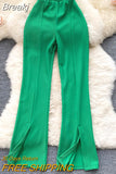 Fashion Women Long Pants Solid High Elastic Waist Full Length Split Leg Trousers 2023 Spring Autumn Casual Female