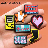 Heart-Shaped Shoe Charms Game Console Controller Audio Tape Shoe Accessories Decoration Fit Croc Jibz Kids Party Gifts