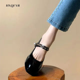 High Root Shoe Female 2023 Summer Retro Mary Jane Square Root Women's Shoes Color Matching Shallow Mouth Beaded High