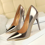 Breakj Fashion Sexy Metal With High Heel Shallow Pointed Nightclub Show Thin High Heels Women's Shoes Single