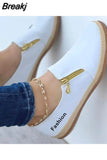 Women Shoes 2023 New Flats Solid Color Double Zipper Sneakers Slip On Casual Comfortable Ladies Sneaker Lazy Walking