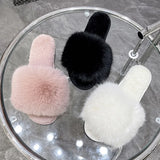 Fur Slippers Home Women Indoor Furry Soft Fluffy Plush Platform Flat Cotton Slippers Plus Size 43 House