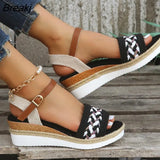 Platform Solid Women Casual Wedges Sandals Open Toe Buckle Women Summer Beach Sandals with Bow Sandalias Mujer Verano