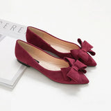 Size 42 Spring Bow Flats Shoes Woman Butterfly-Knot Ballets OL Office Shoes Pointed Toe Shallow Slip On Foldable