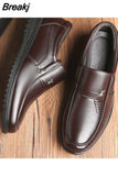 Business Casual New Men's Leather Patent Leather Shoe Breathable Soft Bottom Middle-Aged and Elderly Dad Dress Shoes