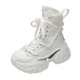 Chunky Platform Motorcycle Boots Women Fashion Thick Bottom Combat Booties Woman 2023 Autumn Winter White Ankle Botas