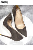 color pointed toe 12cm high thin heels concise classic work party dating cozy plus size 33-45 women pump RM029