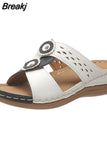Women Wedge Sandals 2023 Summer Roman Style Open Toe Women's Sandals Vintage Non Slip Leather Casual Beach Shoes Zapatos