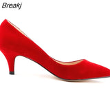 New SIMPLE Women Pumps Party Shoes VELVET High Heels Woman Comfortable Low