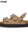 New Summer Women Beach Outside Platform Cork Slippers Med Heel Casual Non-slip Outdoor Sandals
