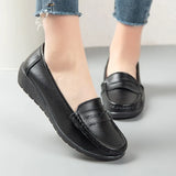 Flats Slip On Soft Loafers Women Genuine Leather Shoes Platform Nurse Ladies Flat Shoes Wedge White Zapatos De