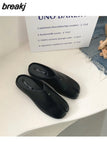 Split Toe Slippers Women Flats Moccasins Casual Shoes Close Toe Mule British Style Loafers Soft Ballerina Outdoor