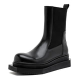 Breakj Spring And Autumn New Fashion Versatile Men's Martin Boots Black High Top Leather Shoes Fashion Short Boots