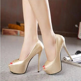 Pumps Shoes Woman High Heels 14CM Ladies Shoes 2023 Waterproof Table Fishmouth Shallow Korean Night Club Female