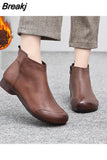 Flat Women's Shoes 2023 New Fashion Ankle Boots Retro Casual Plus Size Short Boots Zipper Solid Color Warm Flat