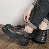 Breakj 2023 New Men's Leather British Platform Casual Derby Shoes Full Wear Crack Low Top