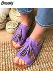 New Fringe Slides Women's Fashion Outdoor Flat Slippers Summer Comfortable Sandals Big Size Casual Women's