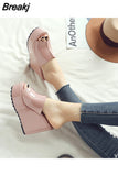 Concise Leather Peep Toe Wedges Slippers Sandals Women 12 CM High Heels Female Platform