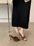 Breakj Summer Fashion Toe Women's Shoes Sexy Pointed Sandals Temperament Metal Buckle Thin Women's High