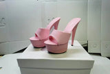 Breakj Patent Leather Drag Heels With Sexy Black Waterproof Platform Hate Day High Heel Sandals Female