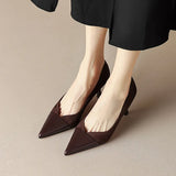 New Stitching High Heels Women's Single Shoes Pointed Thin Temperament Hollowed Out Apricot Matching Shallow