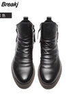 Popular Chelsea Leather Boots Double Side Zipper Non-slip Bottom Men's Shoes British Tassel Men's Leather Boots Plus