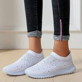 women Fashion Crystal Sneakers Breathable Mesh Slip On Flat Shoes For Women 2023 Outdoor Walking Loafers Zapatos