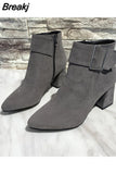 New Fashion Women's Ankle Boots Zipper Chinese Square High Heels Platform Ladies Buckle Shoes Women's Shoes