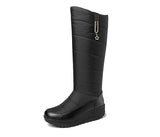 35~44 Winter Women Snow Boots Knee High Warm Plush Star Crystal Waterproof Platform Shoes PU Patchwork Down Cloth
