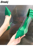 Luxury Women's Spring and Summer Baotou Transparent Stiletto High Heels Pumps Rhinestone Pointed Single Shoes