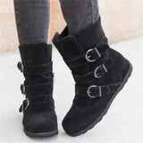 Women Warm Snow Boots Arrival Flat Plush Casual Ladies Shoes Plus Size Autumn Winter Buckle Female Mid Calf