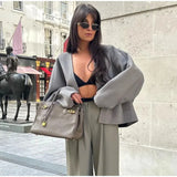 V-neck Single Breasted Long Sleeved Jacket Women's Fashion Casual Autumn Winter Warm Coat 2023 Female Chic Street