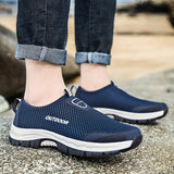 Men's casual shoes, mesh breathable sports shoes, outdoor beach anti-skid men's shoes, flat bottomed casual hiking