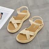 Sandals Flat Summer Shoes Woman Suit Female Beige Buckle Strap Clear Heels New Without Gladiator Girls Black Low Comfort