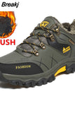 Men Winter Snow Boots Waterproof Leather Sneakers Super Warm Men Platform Boots Outdoor Male Hiking Boots Work Shoes Plus